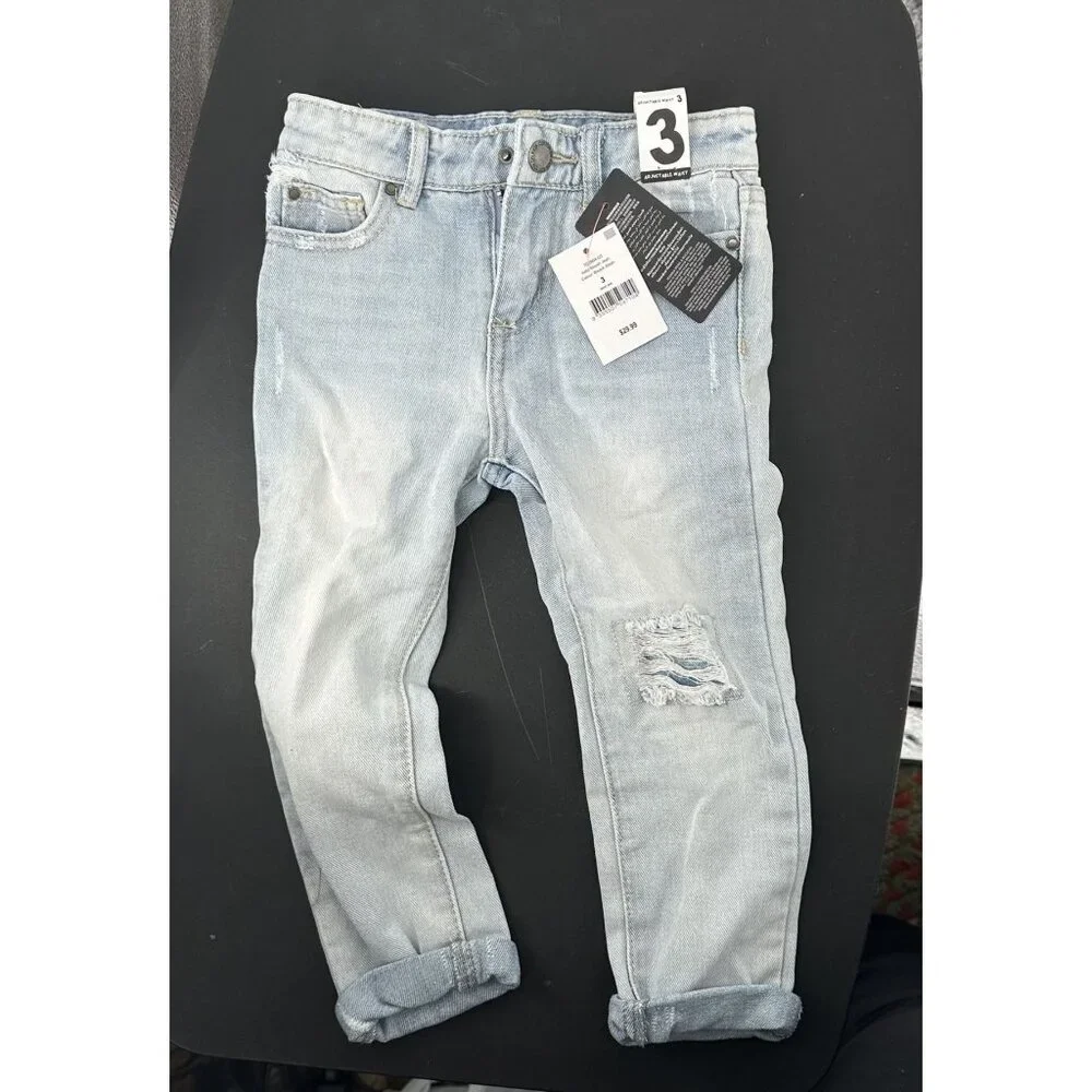 Cotton On Toddler Size 3 Adjustable Waist Distressed Jeans Girls NWT